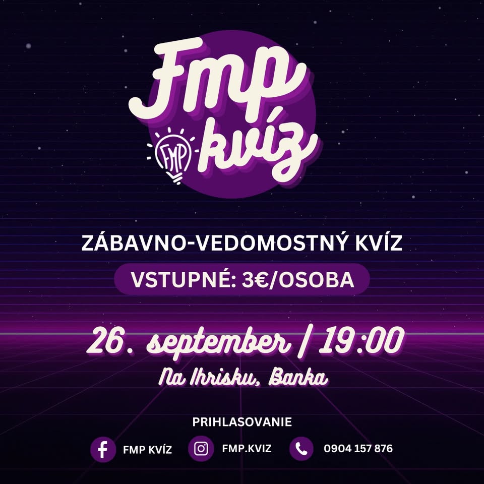 FMP Kvíz | Na Ihrisku, Banka | 26.9.2025 o 19:00