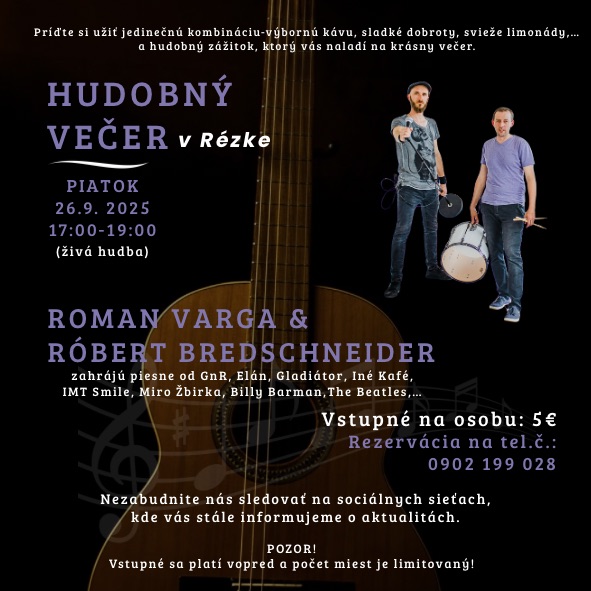 Hudobný večer v Rézke🥁🎸🍰☕️