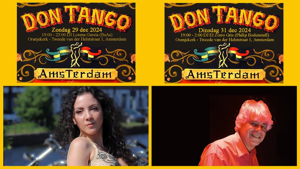 TWEE salons Don Tango Amsterdam Zondag 29 dec & Dinsdag 31 dec Oudejaarsavond