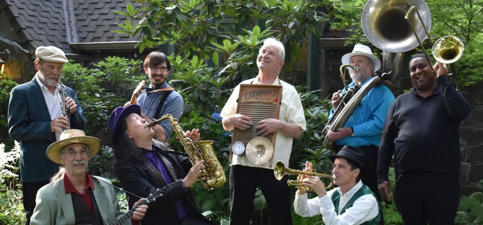 The Webfoot Brass Band is playing at the Tuesday Blues at Hoku Events