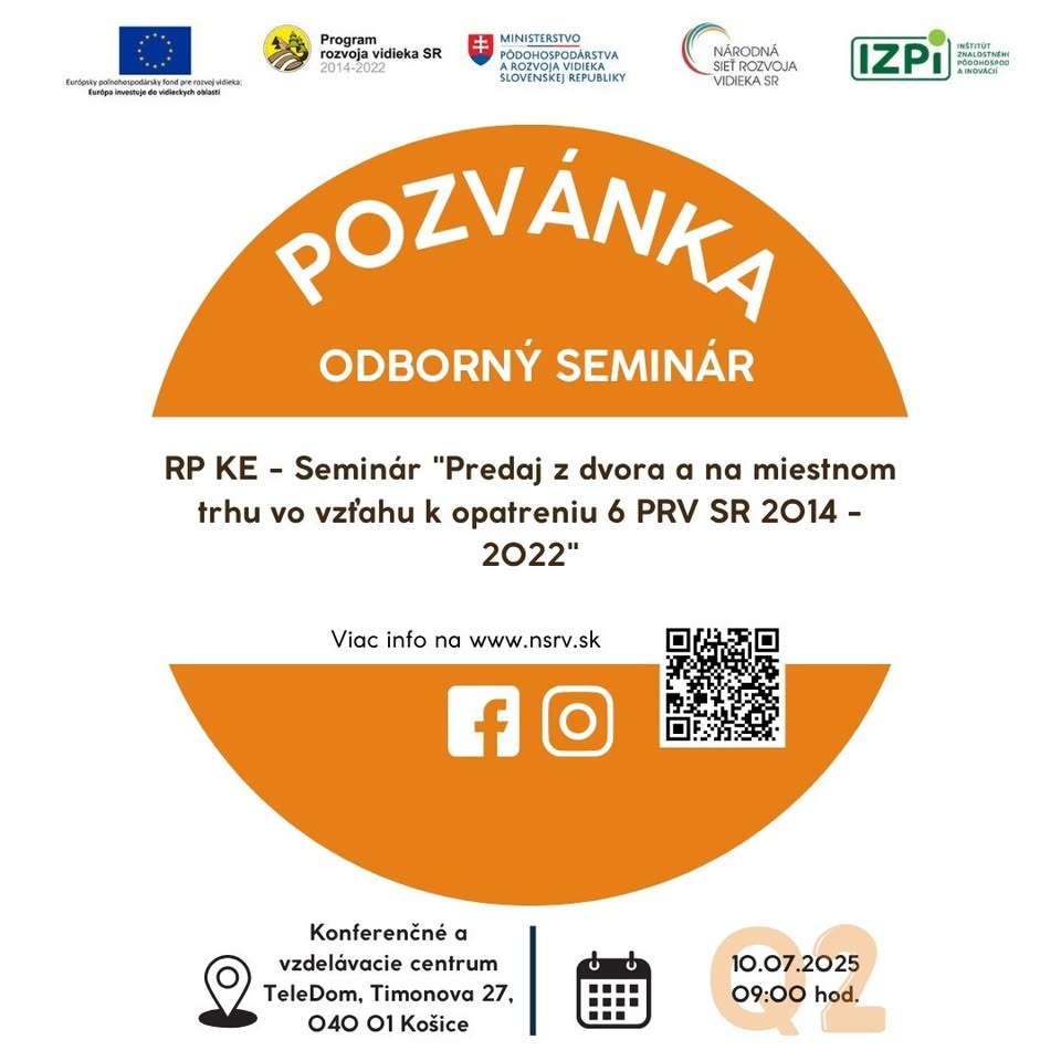 Predaj z dvora a na miestnom trhu vo vzťahu k opatreniu 6 PRV SR 2014 - 2022