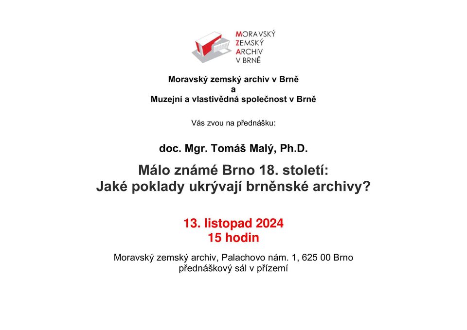 Přednáška Málo známé Brno 18. století