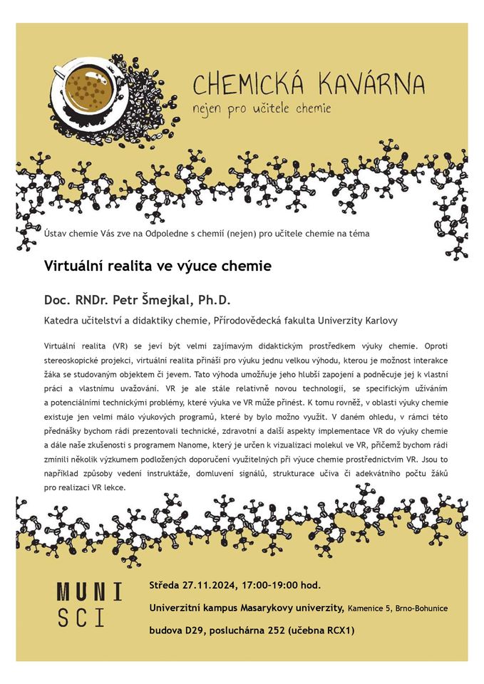 Odpoledne s chemií aneb Chemická kavárna: Virtuální realita ve výuce chemie