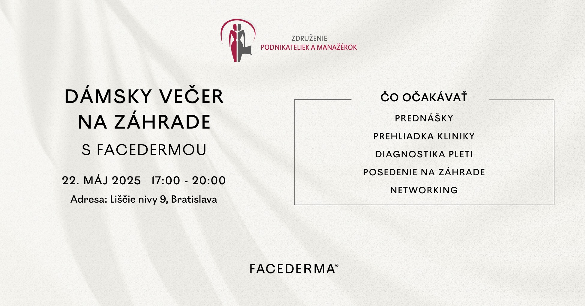 Dámsky večer na záhrade s Facedermou