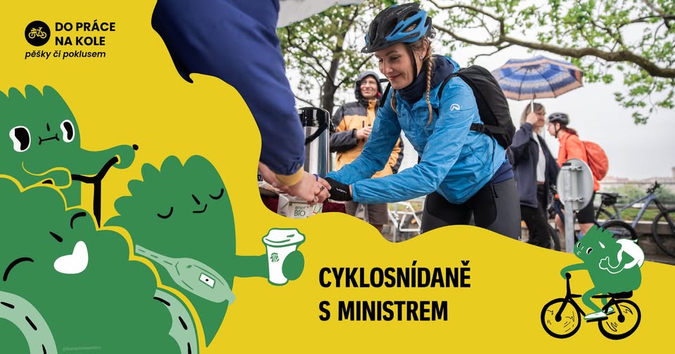 Cyklosnídaně Do práce na kole Praha s ministrem dopravy
