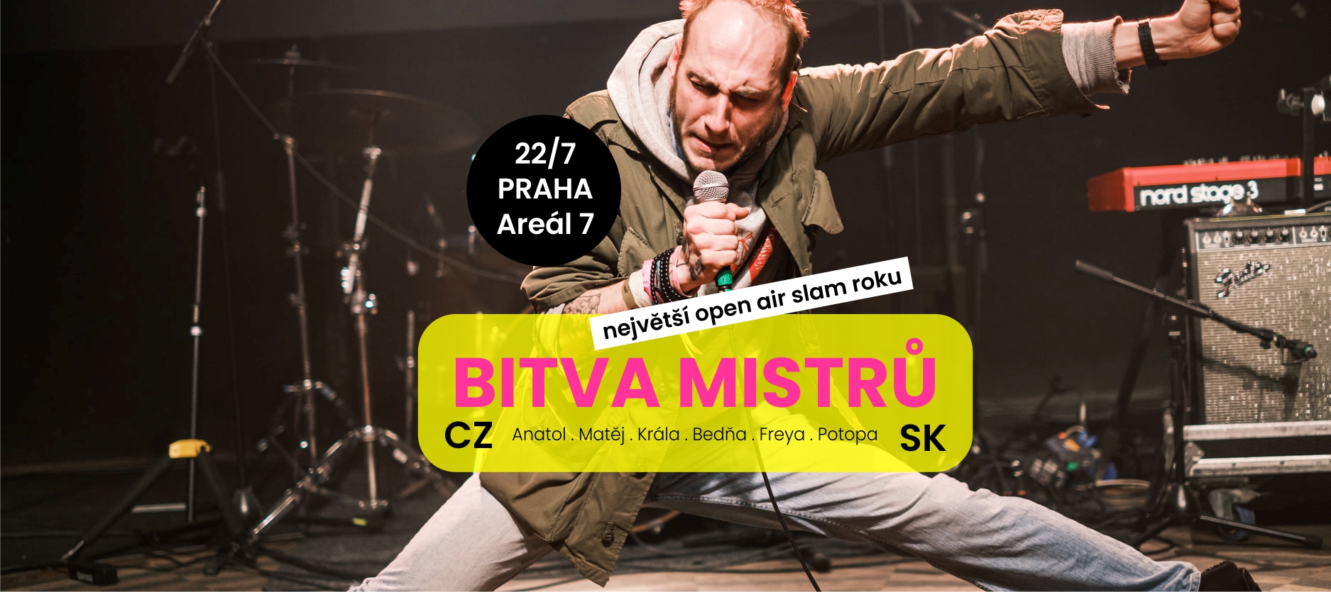 už dnes: SLAM POETRY BITVA MISTRŮ | Praha, Areál7 | Anatol, Matěj, Freya, Bedňa ad.