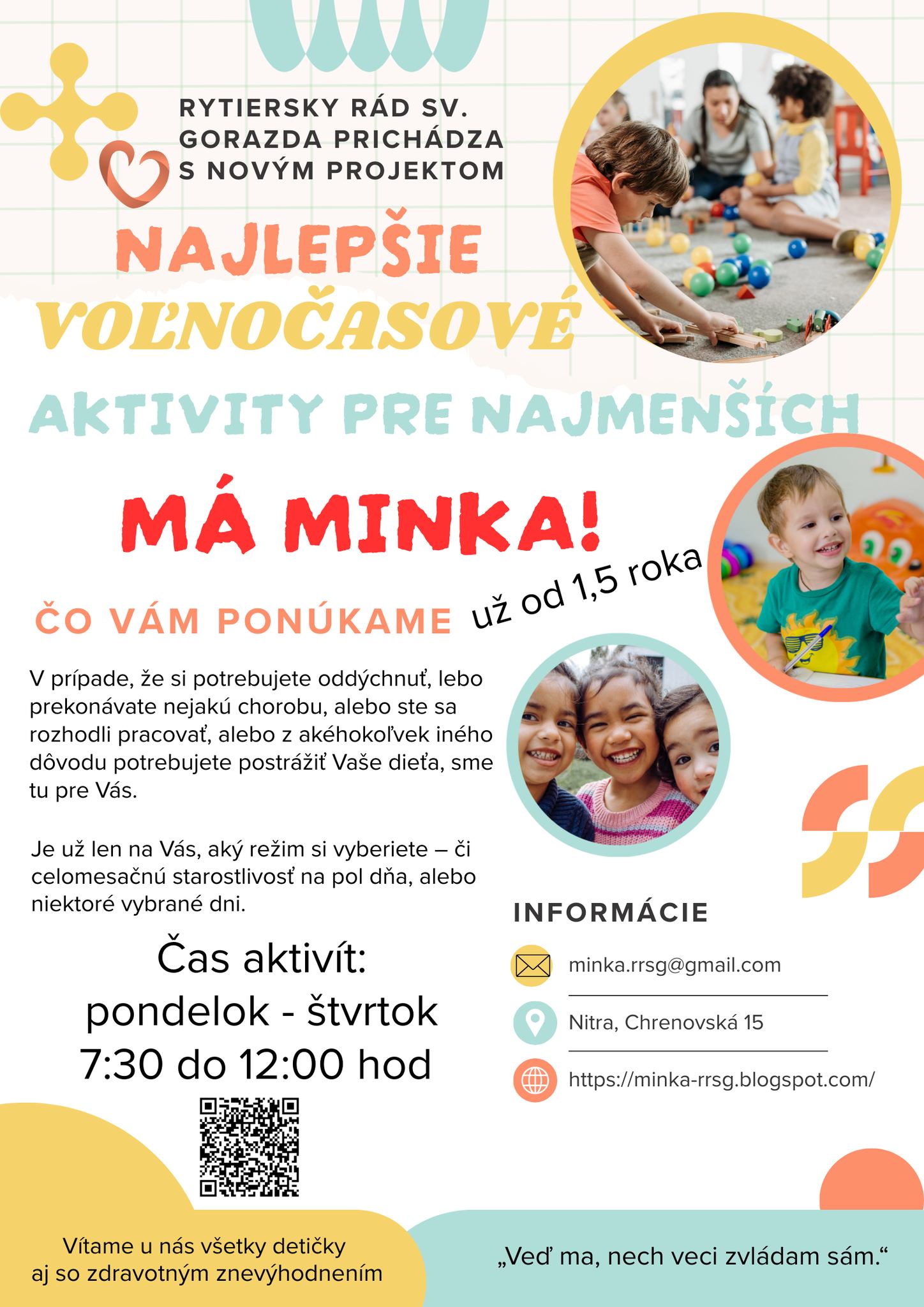 Minka - aktivity pre všetky detičky, o veku od 1,5 roka do 7 rokov