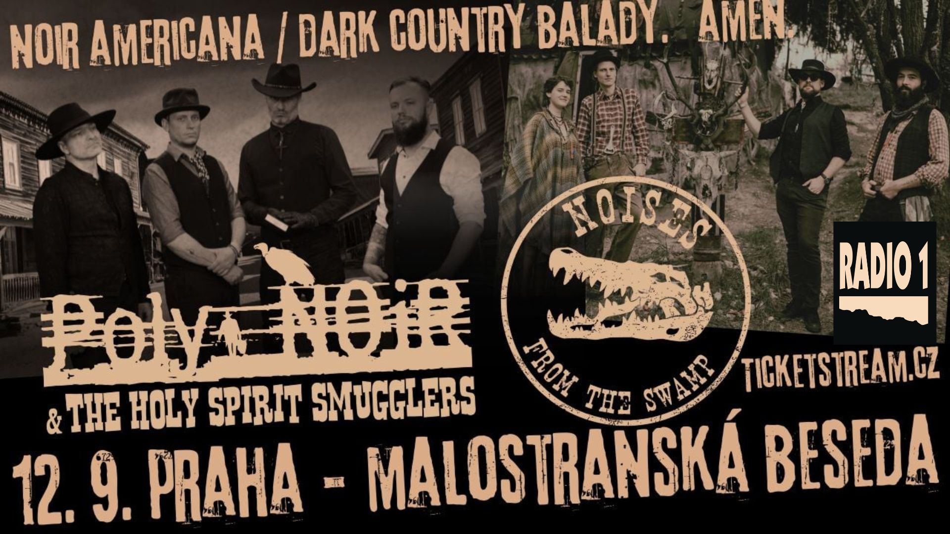 Poly Noir & The Holy Spirit Smugglers, guest: Noises From The Swamp I Praha - Malostranská beseda