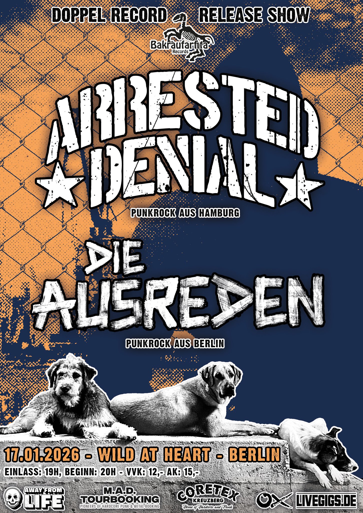 Record Release Show w. Arrested Denial-Punk/HH+Die Ausreden-Punk/Bln+DJ Leo Catrileo