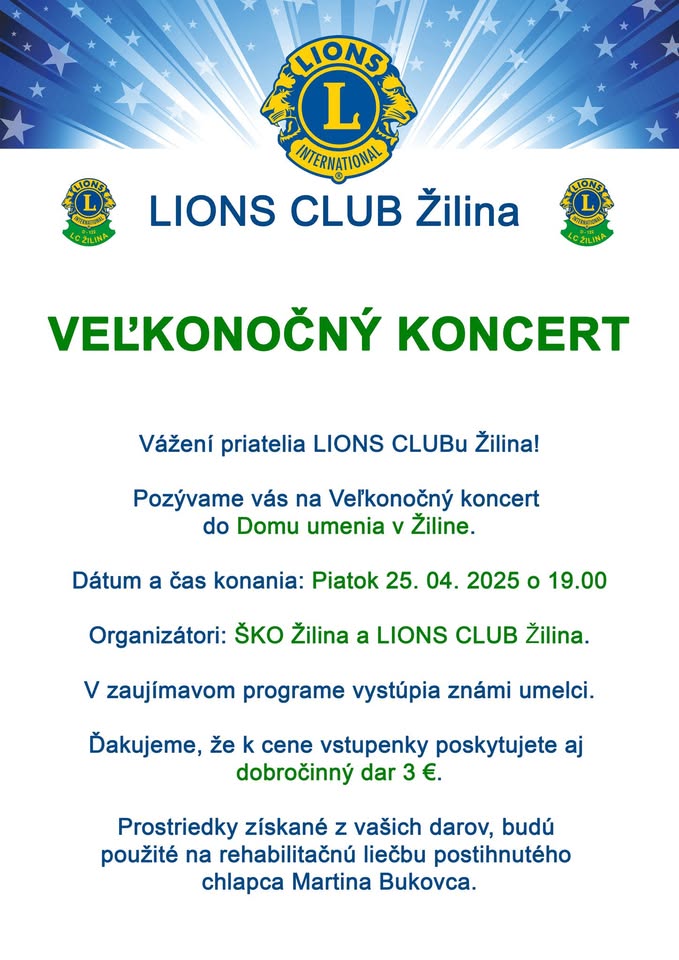 LC Žilina - Veľkonočný benefičný koncert 2025