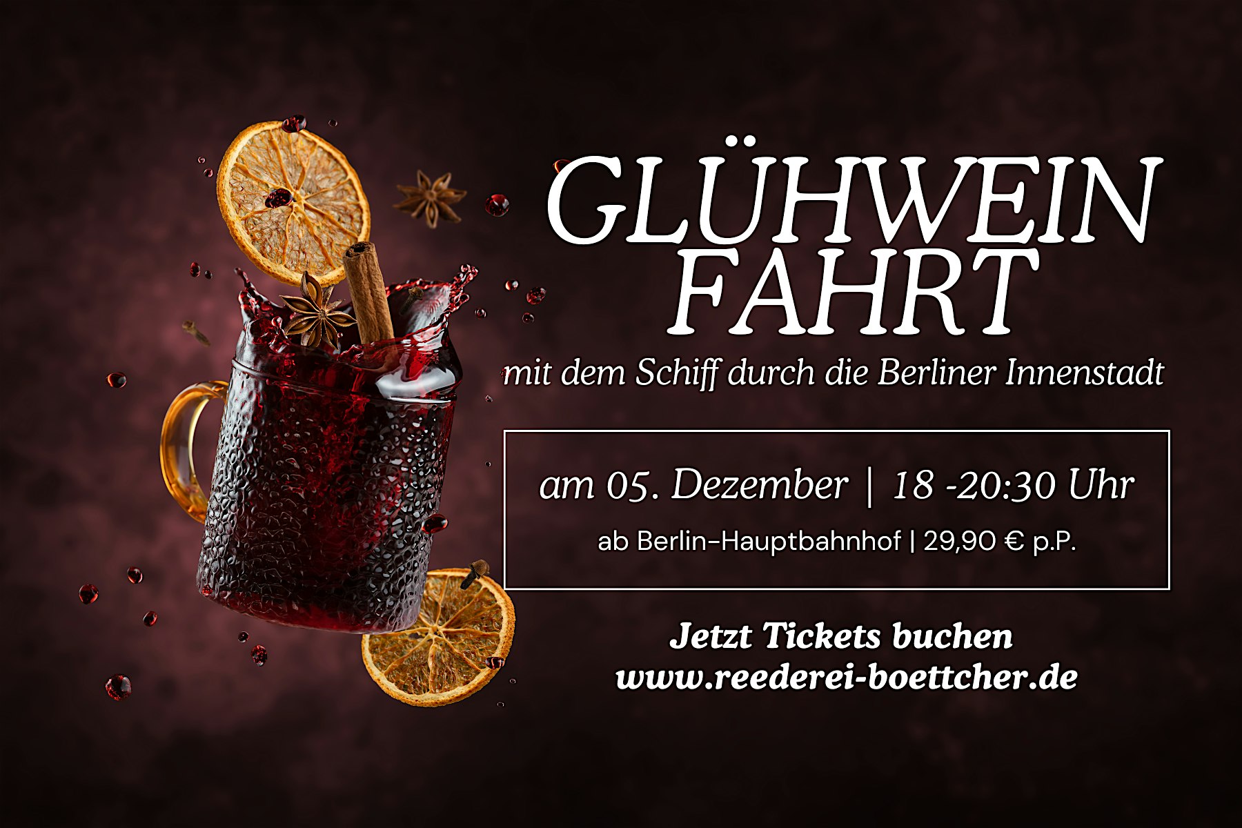 Glühweinfahrt in Berlin auf der Spree