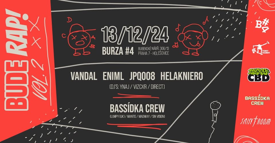 Bude rap! vol.2 w/ Eniml, Vandal, JPQ008, Helakniero a další..