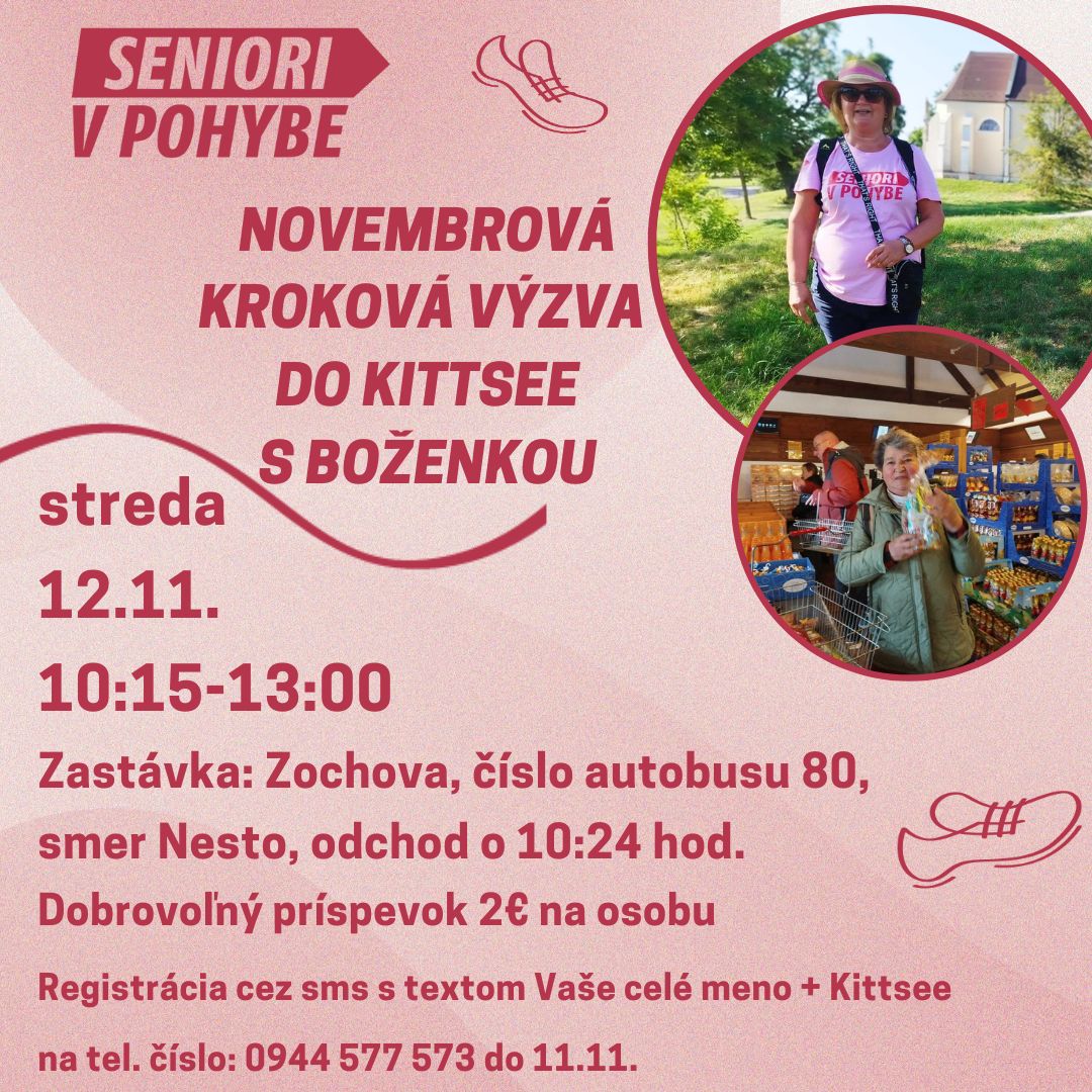 Novembrová kroková výzva do Kittsee s Boženkou /12.11./ SMS registrácia