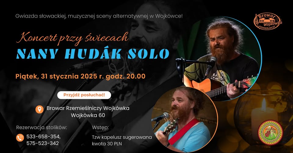 Koncert Nany Hudák Solo z Prievidzy  w świetle świec, w Browarze Rzemieślniczym Wojkówka