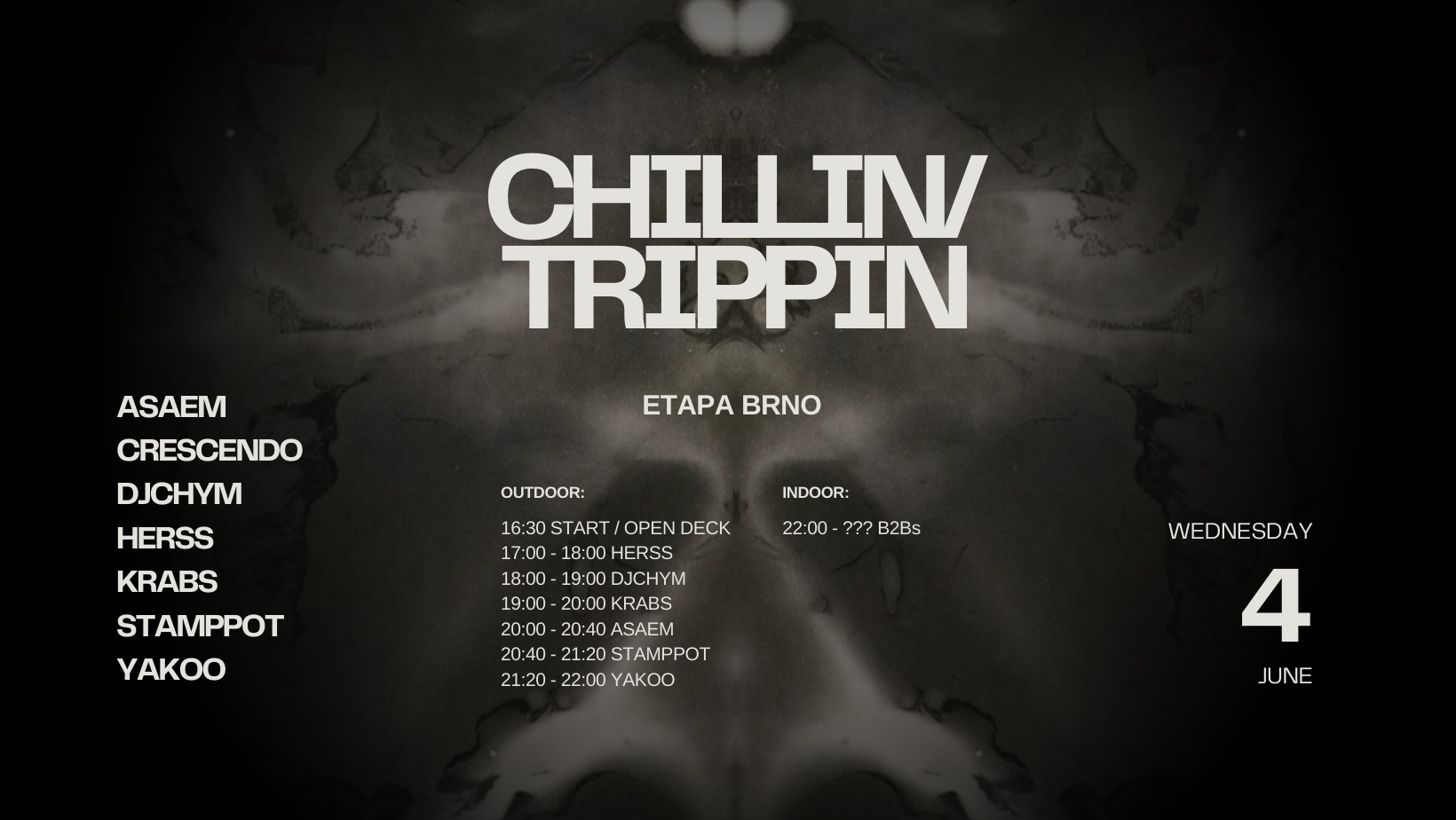 CHILLIN/TRIPPIN w/ ASAEM, CRESCENDO, HERSS, KRABS, STAMPPOT & YAKOO