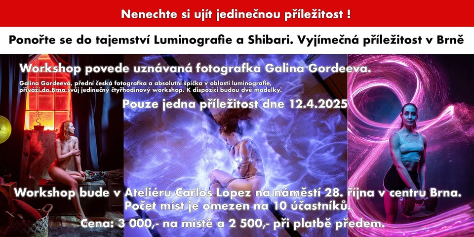 Jedinečný workshop Luminografie a Shibari s Galinou Gordeevou