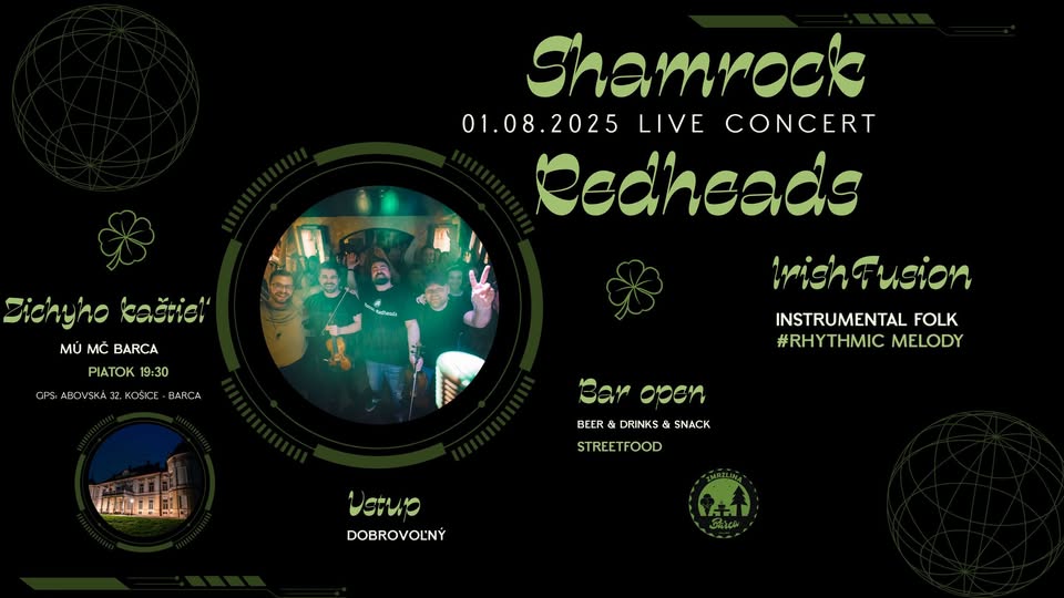 🌿 Shamrock Redheads – Koncert pri Zichyho kaštieli! 🌿