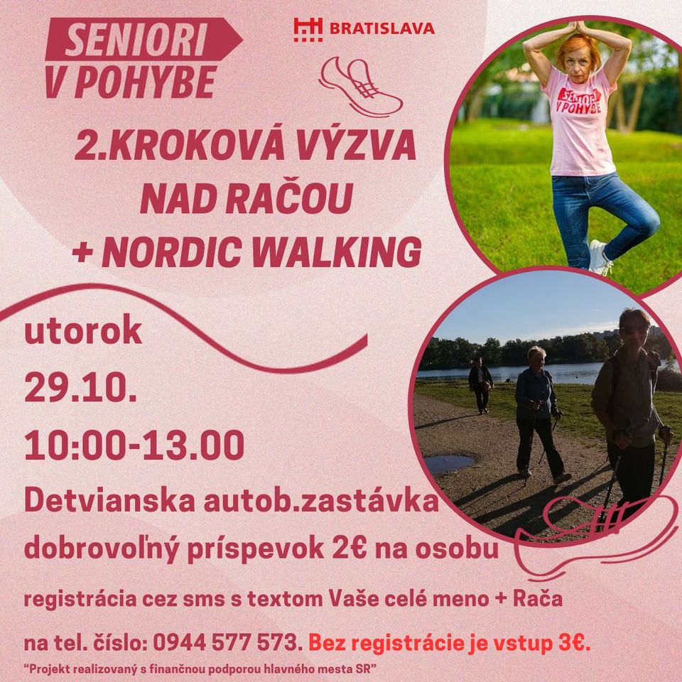 2. Kroková výzva s Dášou NAD RAČOU + NORDIC WALKING /29.10./SMS REGISTRÁCIA