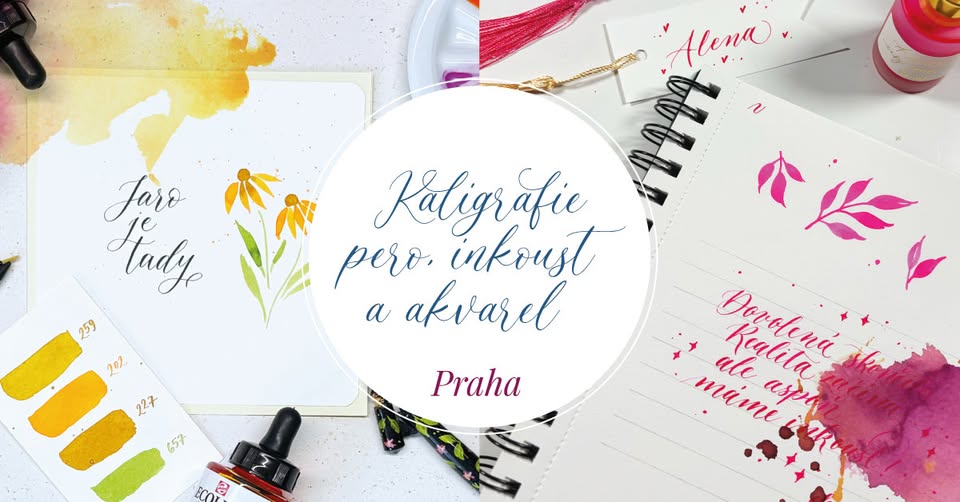 Kurz moderní kaligrafie s inkoustem & akvarelem – 15. 6. Praha