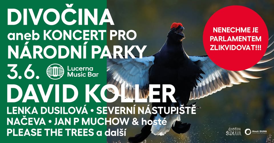 DIVOČINA: D. Koller, Načeva, L. Dusilová ad. hrají benefiční KONCERT PRO NÁRODNÍ PARKY