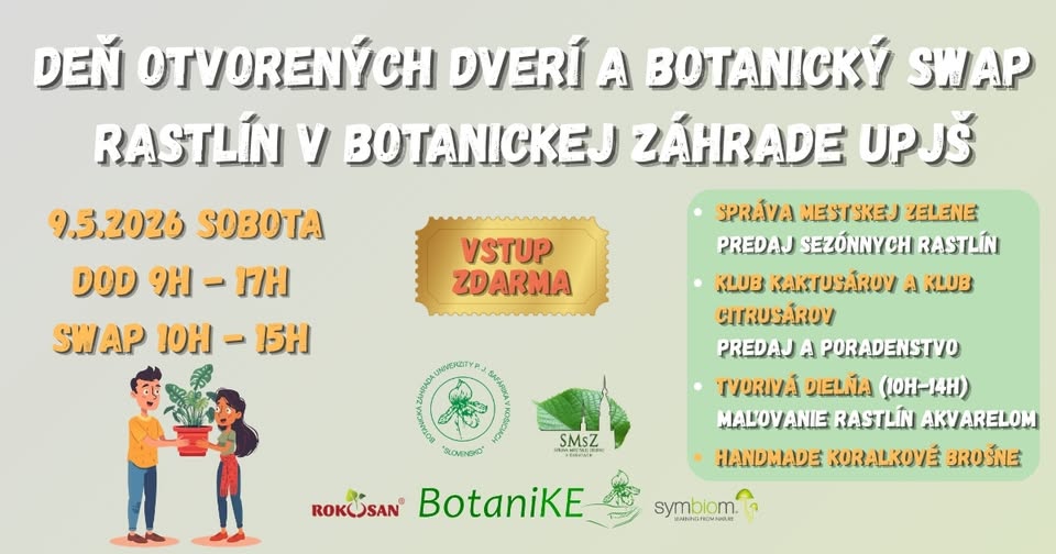 Deň otvorených dverí (9-17h) a Botanický SWAP rastlín (10-15h)