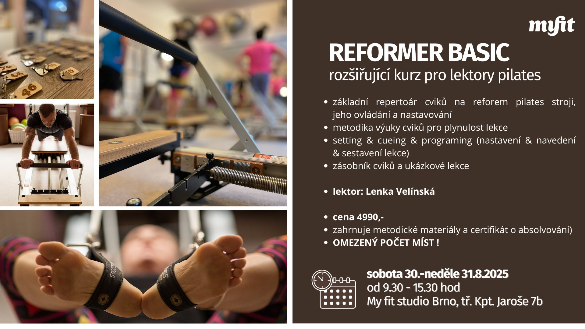 REFORMER BASIC - rozšiřující kurz pro lektory pilates - VYPRODÁNO