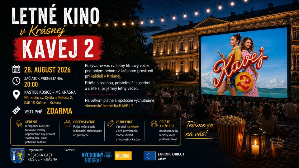 LETNÉ KINO V KRÁSNEJ – KAVEJ 2 🌙🍿🎬