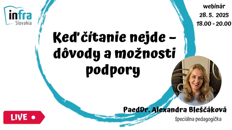 Keď čítanie nejde – dôvody a možnosti podpory. Online so špeciálnou pedagogičkou.