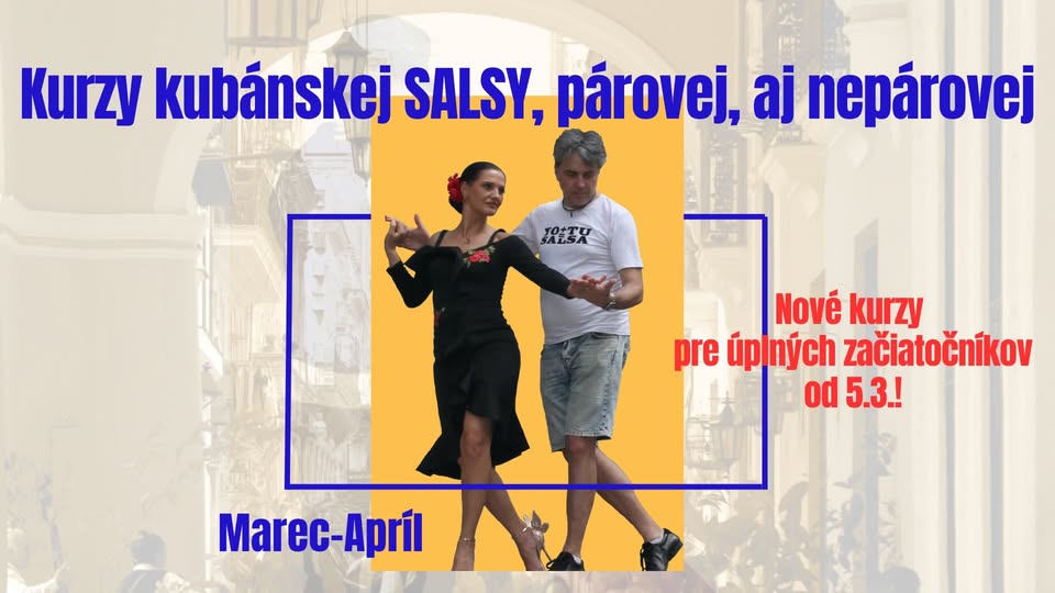 Kurzy kubánskej SALSY, párovej, aj nepárovej a Tanečné cvičenie