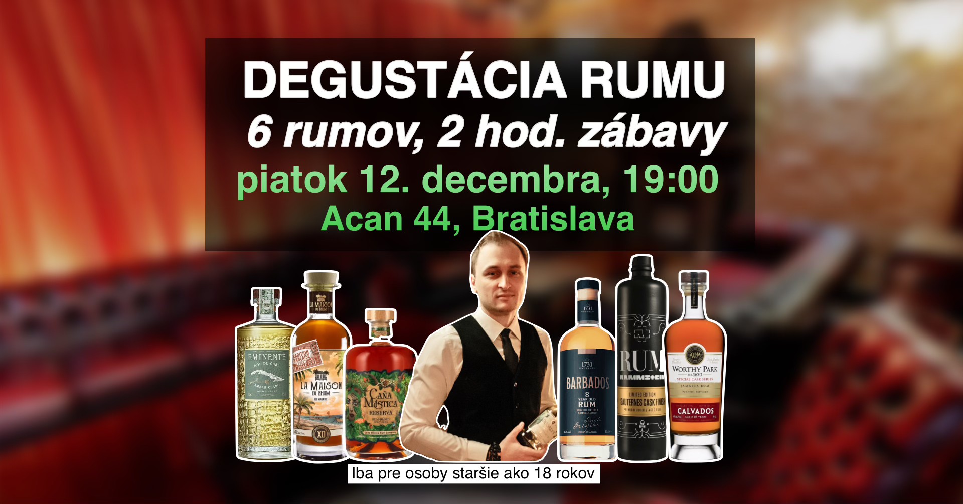 Zážitková Degustácia Rumov v Bratislave -  z Kuby až na Jamajku