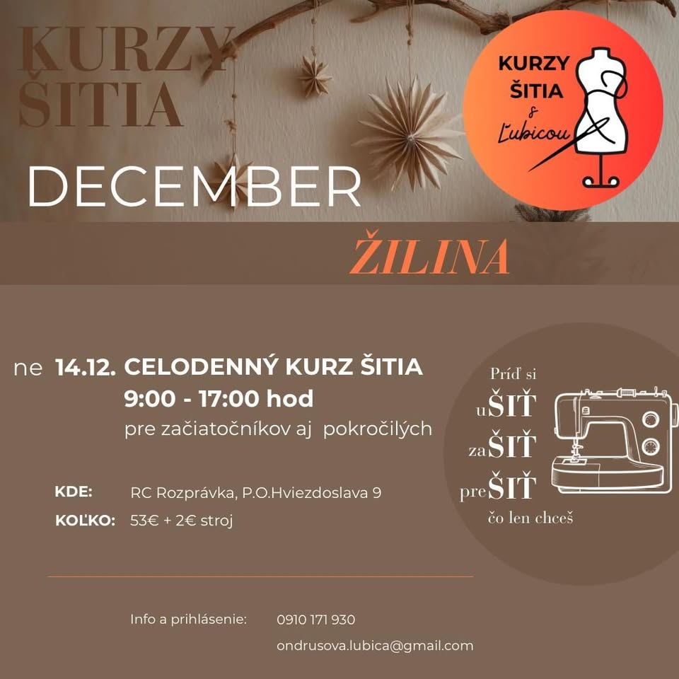 nedeľný kurz šitia