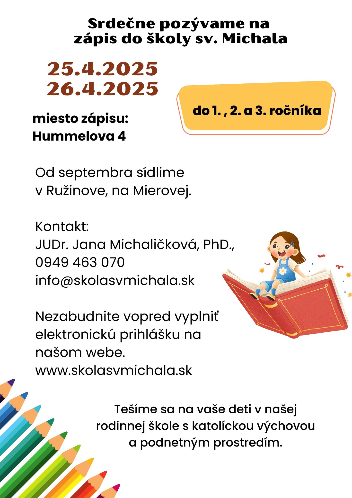 Zápis do školy sv. Michala