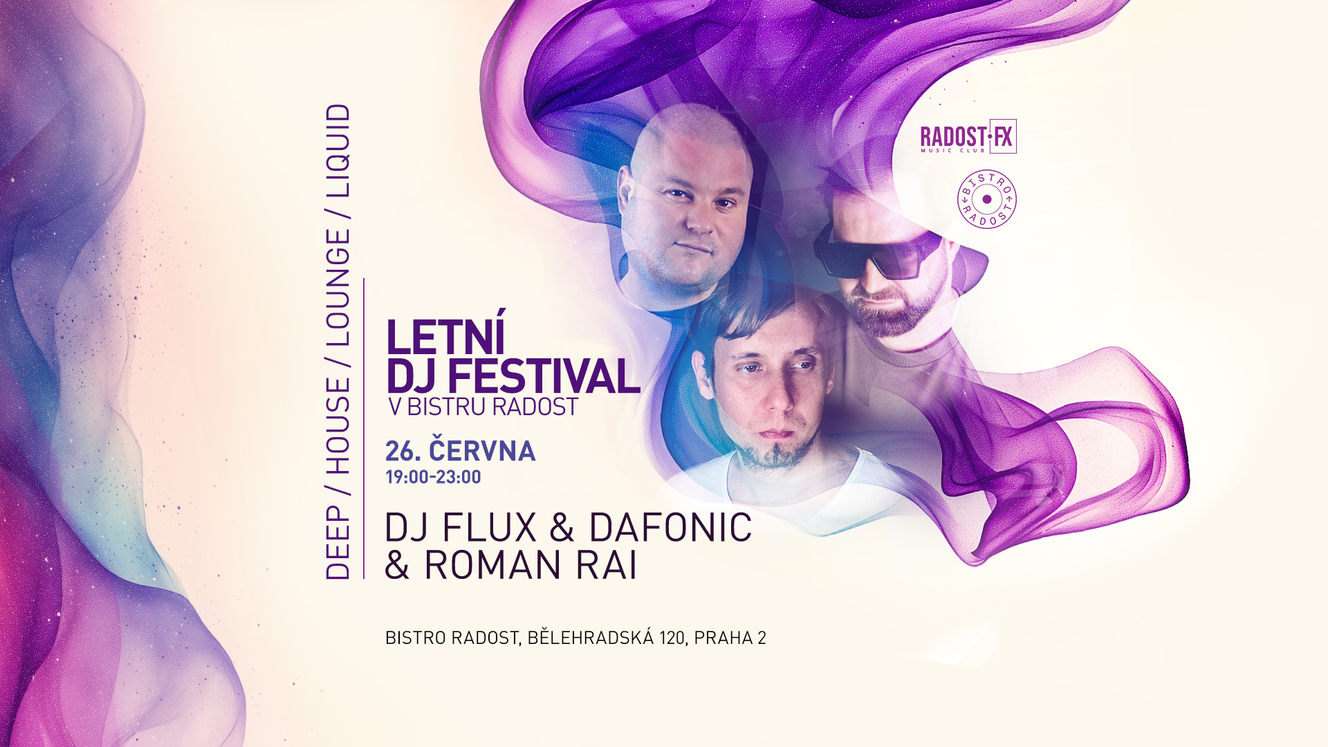 Čtvrteční Řízek&Sound: DJ Flux & Dafonic & Roman Rai v Bistru Radost! 🎤 🎶 🍔