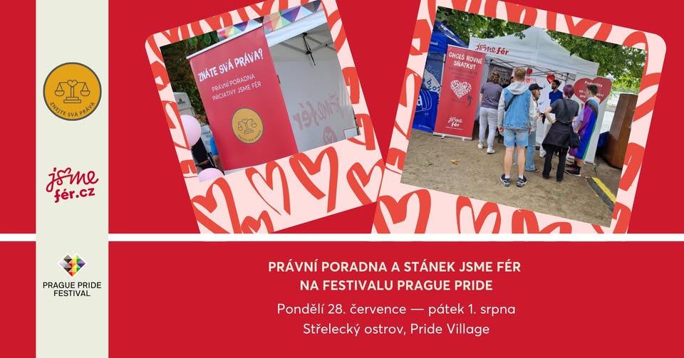 Právní poradna a stánek Jsme fér na festivalu Prague Pride