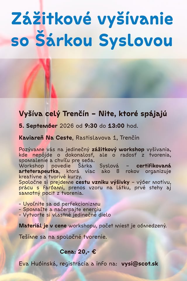 Zážitkové vyšívanie so Šárkou Syslovou