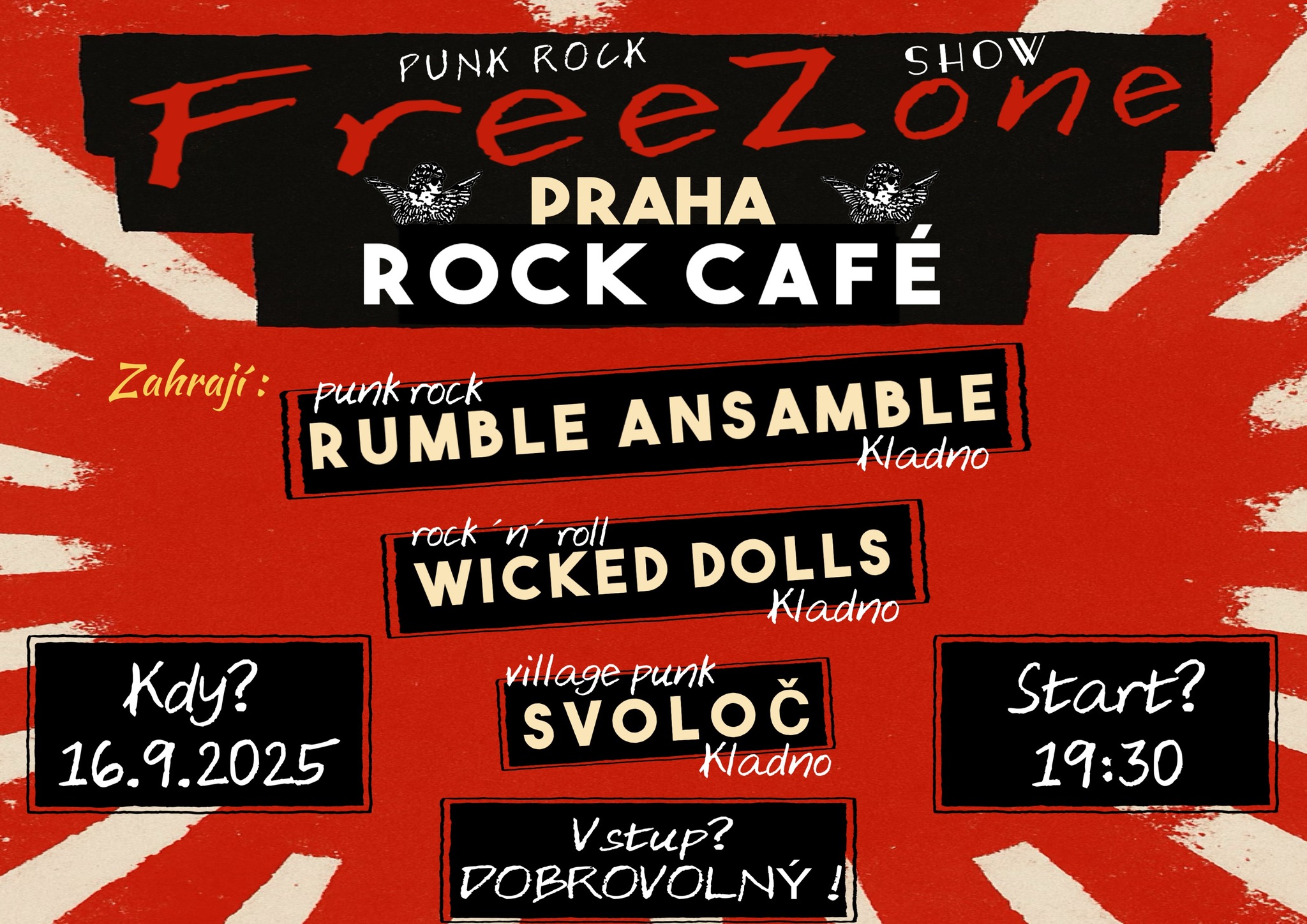 FreeZone Show - RUMBLE ANSAMBLE, WICKED DOLLS, SVOLOČ - Rock Café Prague