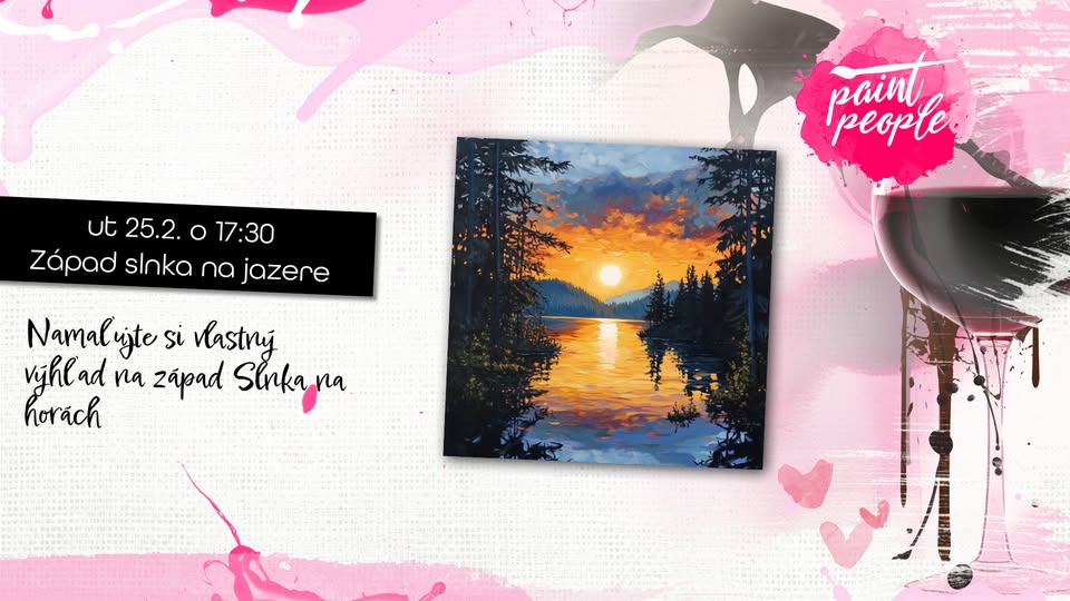 Západ slnka na jazere - Maľuj s PaintPeople
