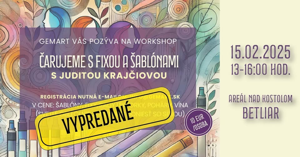 Workshop - Čarujeme s fixou a šablónami s Juditou Krajčiovou
