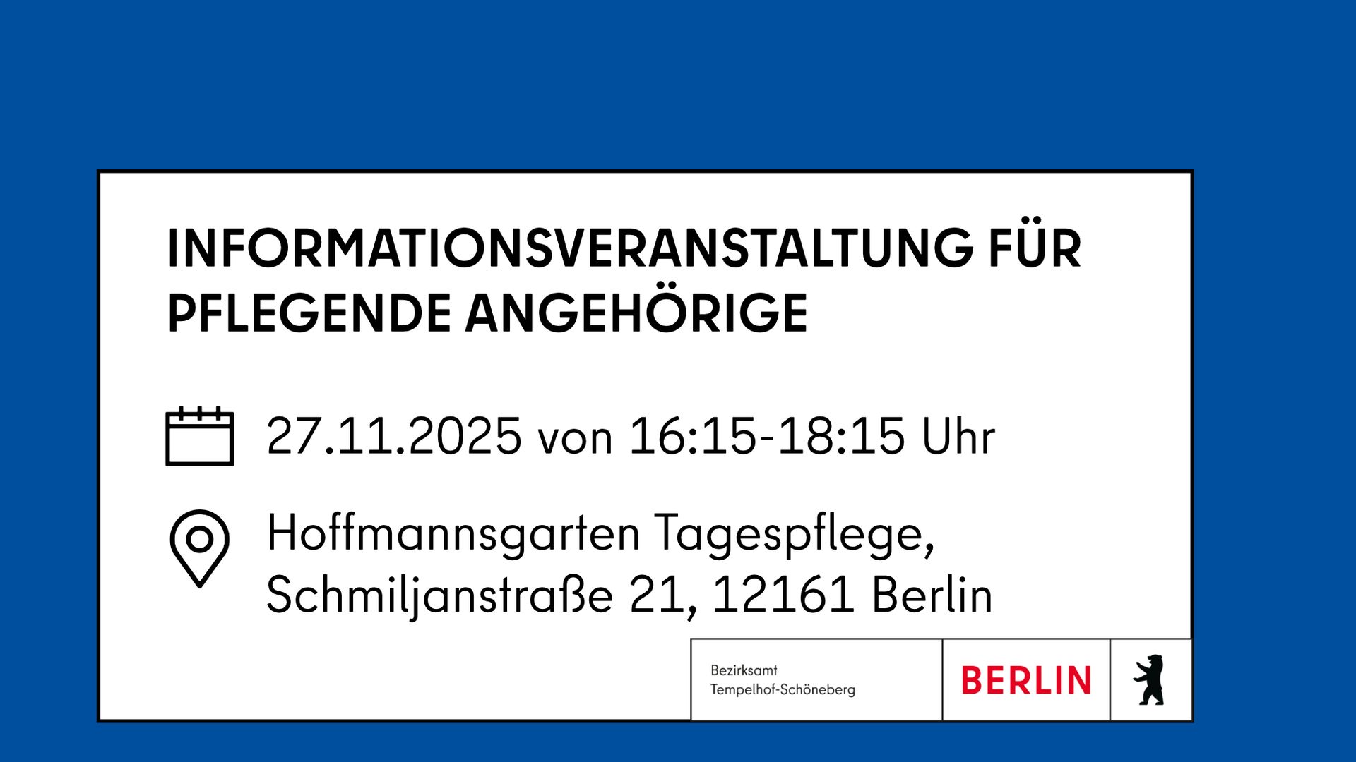 Informationsveranstaltung für pflegende Angehörige