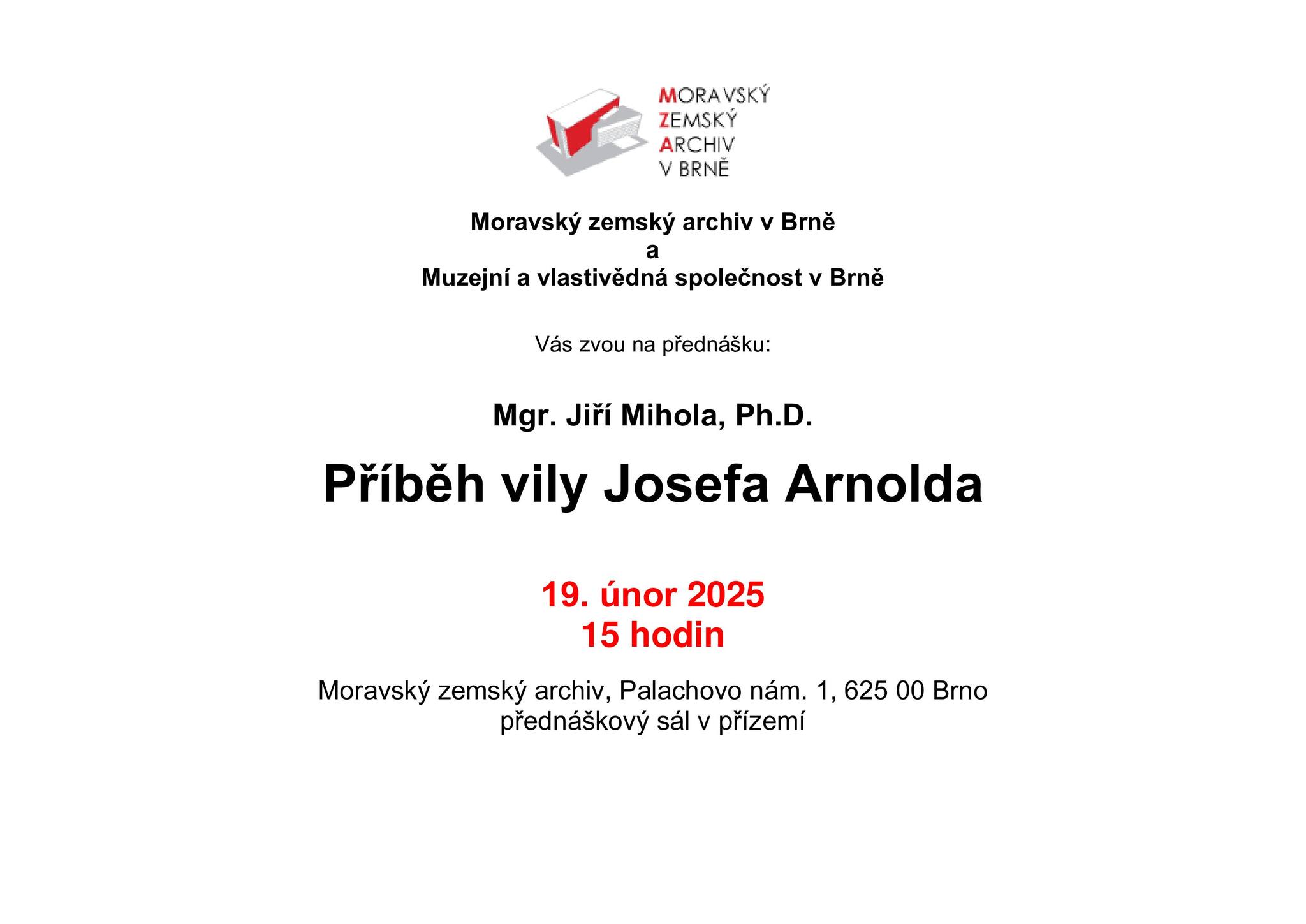 Přednáška Příběh vily Josefa Arnolda
