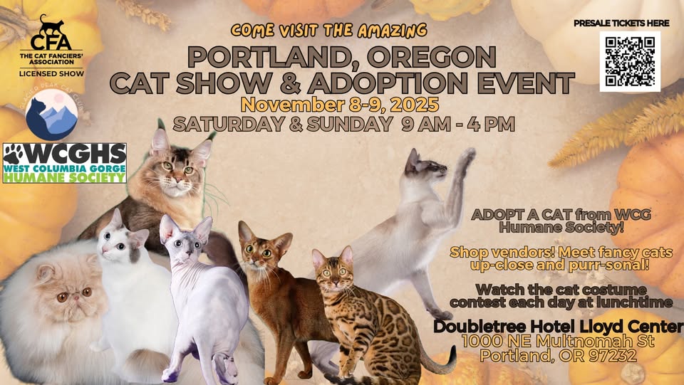 Come visit the amazing Portland Cat Show & Adoption Event!