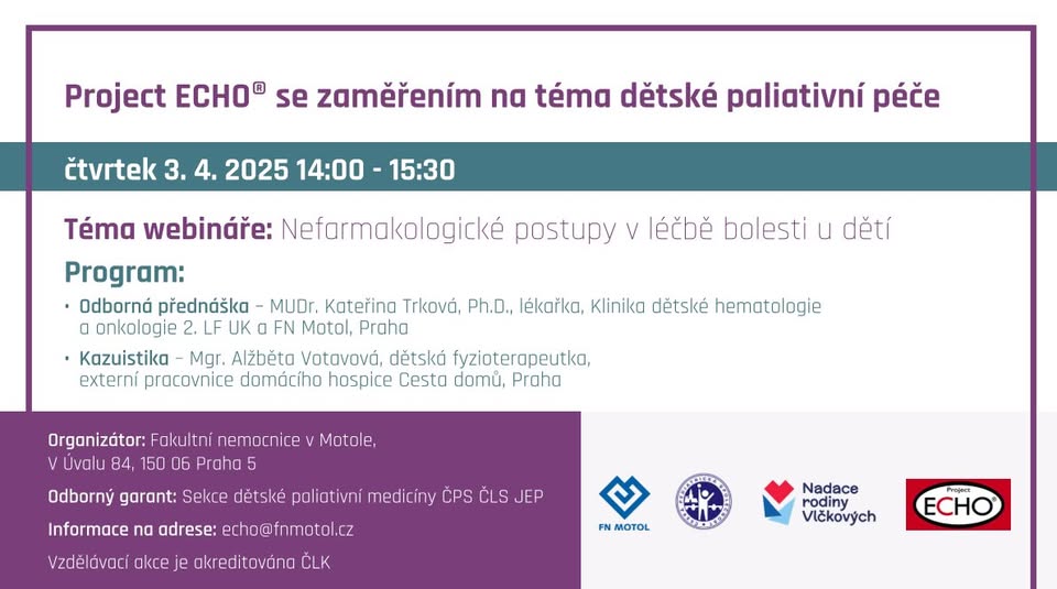 Projekt ECHO:  Nefarmakologické postupy v léčbě bolesti u dětí