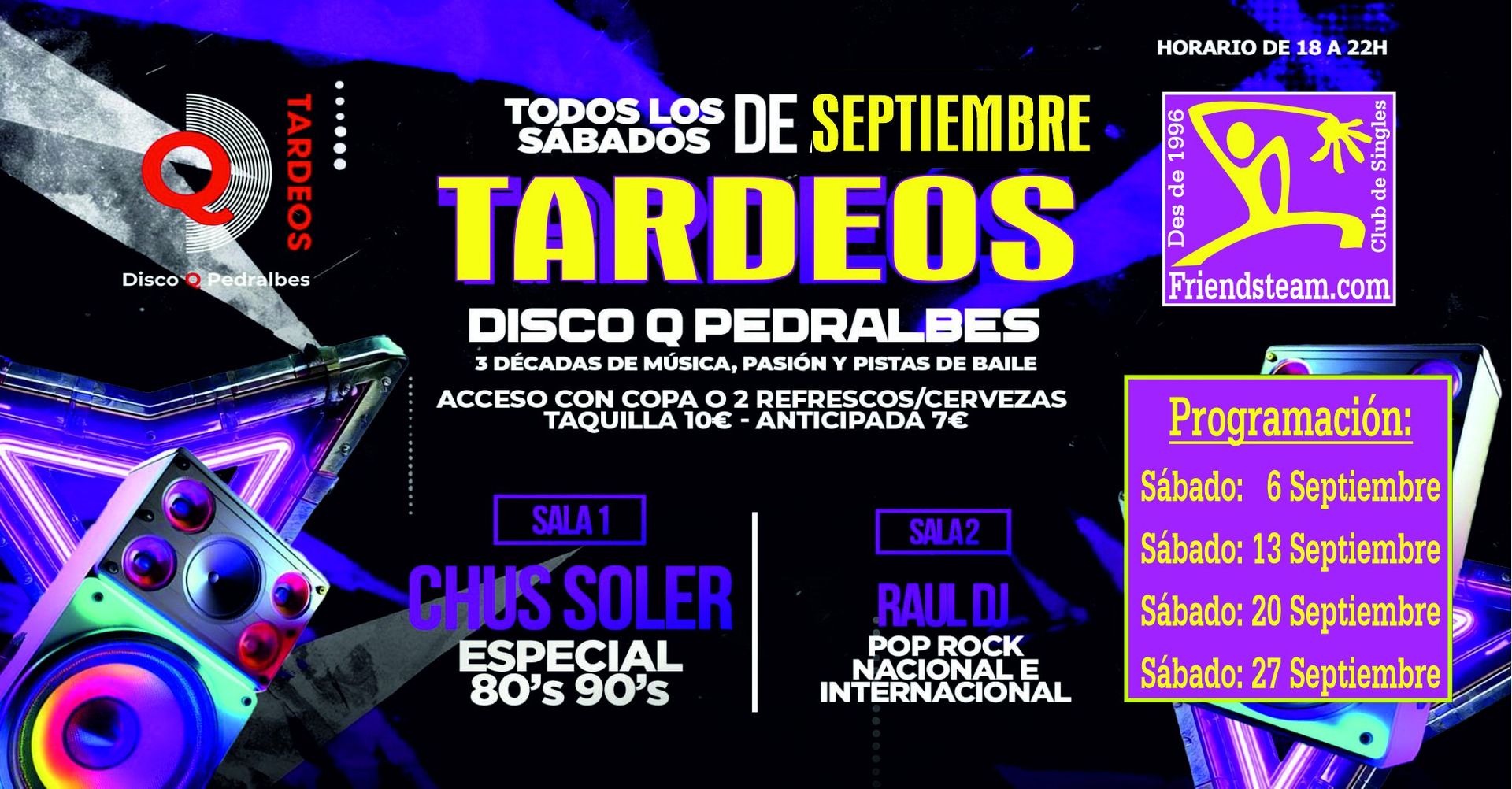 SETEMBRE TARDEOS Dissabte. Dissabte 20 Setembre 2025. Club Friendsteam.com