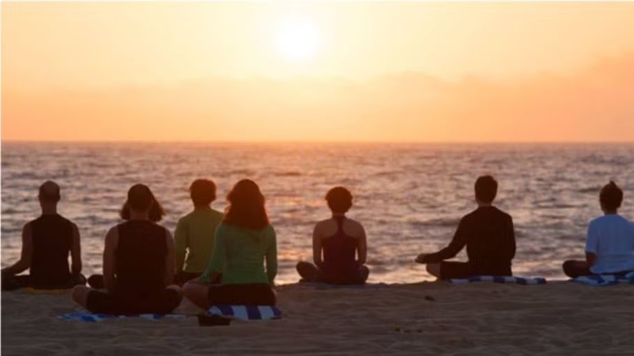 Yoga on the beach at Sunrise 🌅 Happiness and Gratitude
