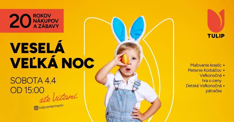 Veľká noc v OC Tulip Martin 🐣 Program pre deti, súťaže a zábava