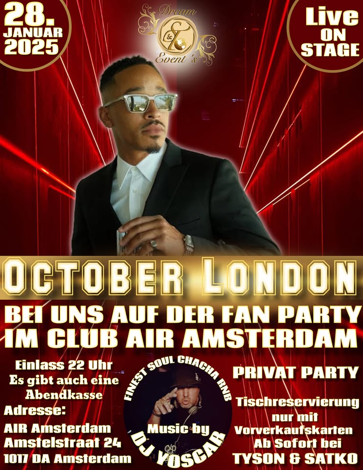 October London Live bei uns am 28.01.25 im Club Air Amsterdam