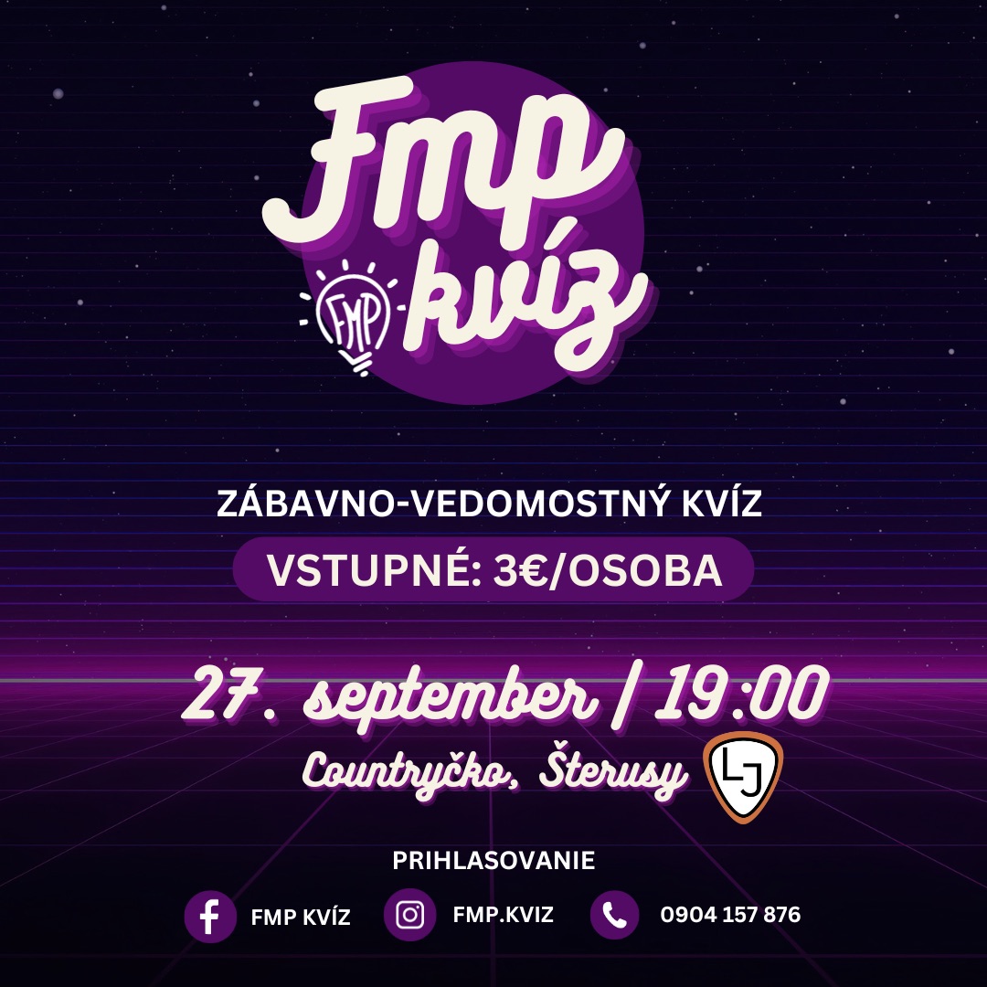 FMP Kvíz | COUNTRYčko, Šterusy | 27.9.2025 o 19:00
