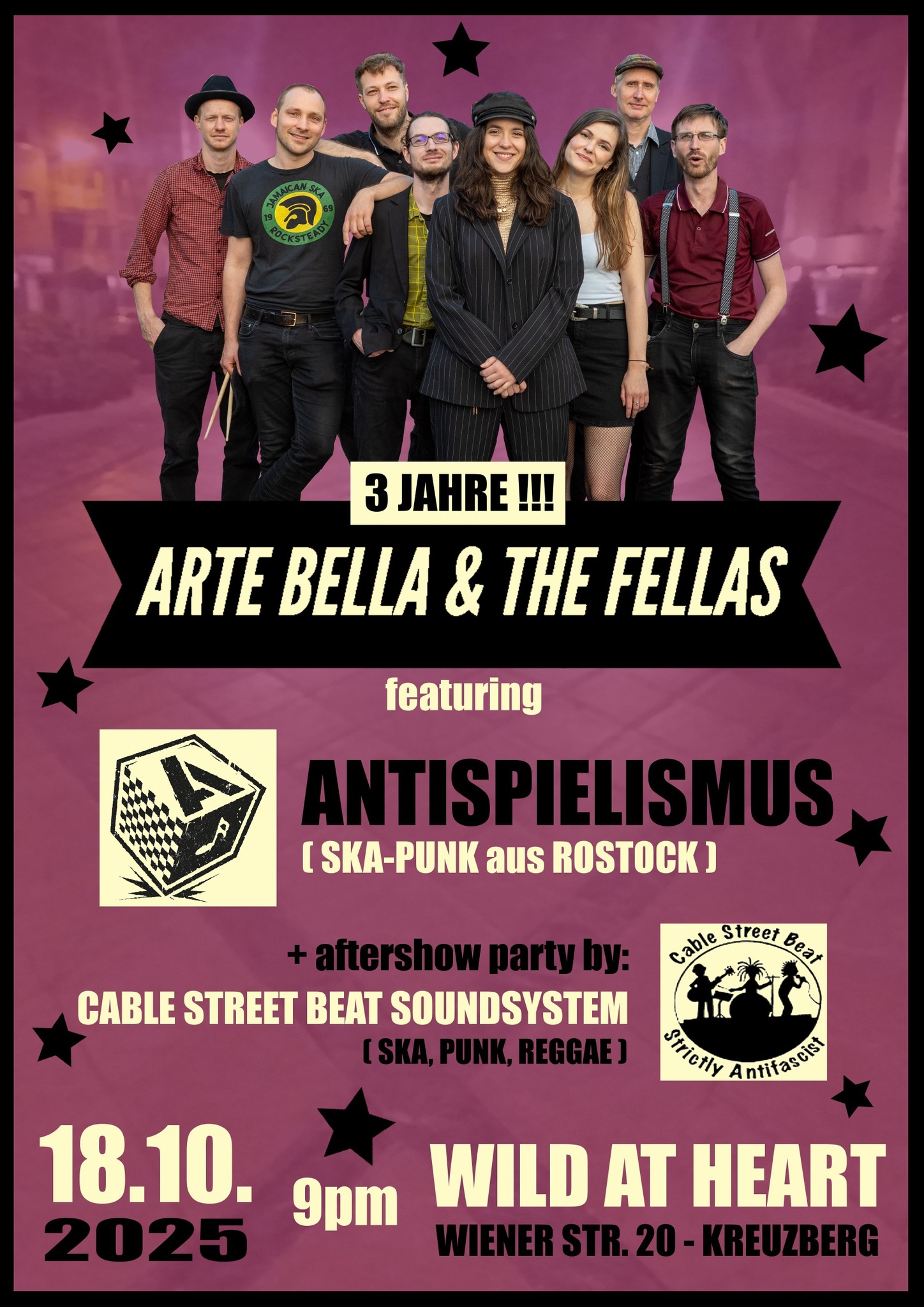 3 Jahre Arte Bella & The Fellas (Ska) + Antispielismus (Ska) + Cable Street Beat Soundsystem