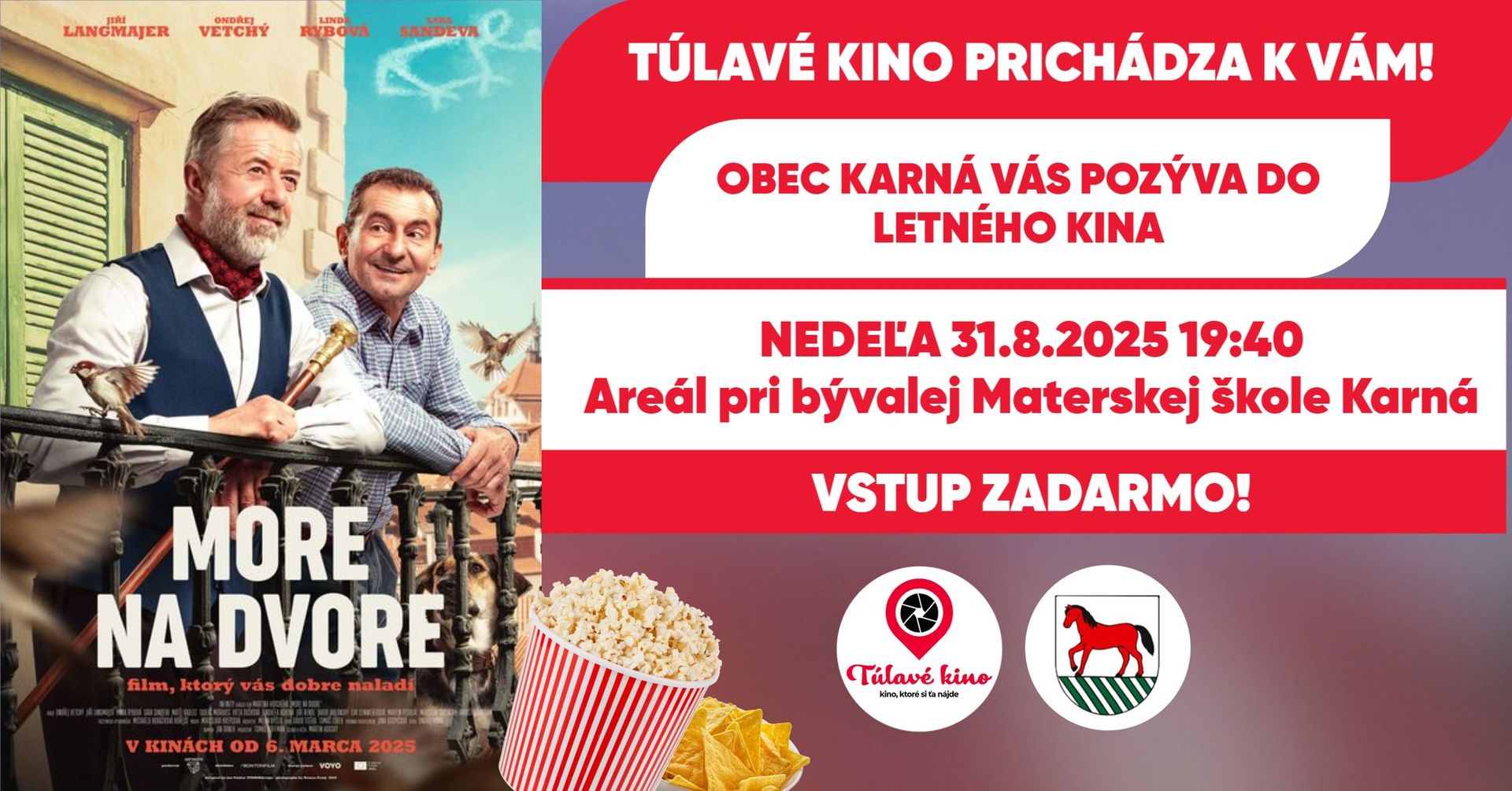 Túlavé kino prichádza do obce Karná! Premietame film More na dvore!
