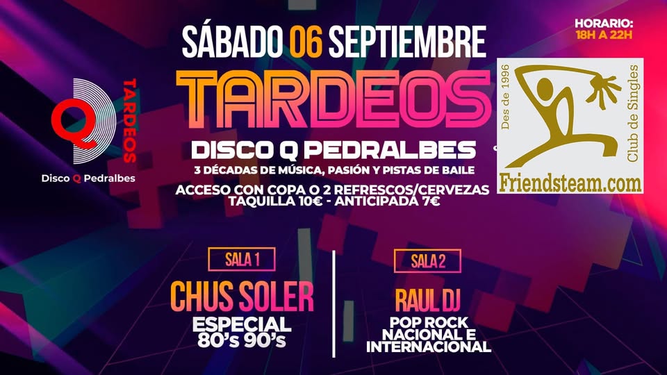 SETEMBRE TARDEOS Dissabte. Dissabte 6 Setembre 2025. Club Friendsteam.com